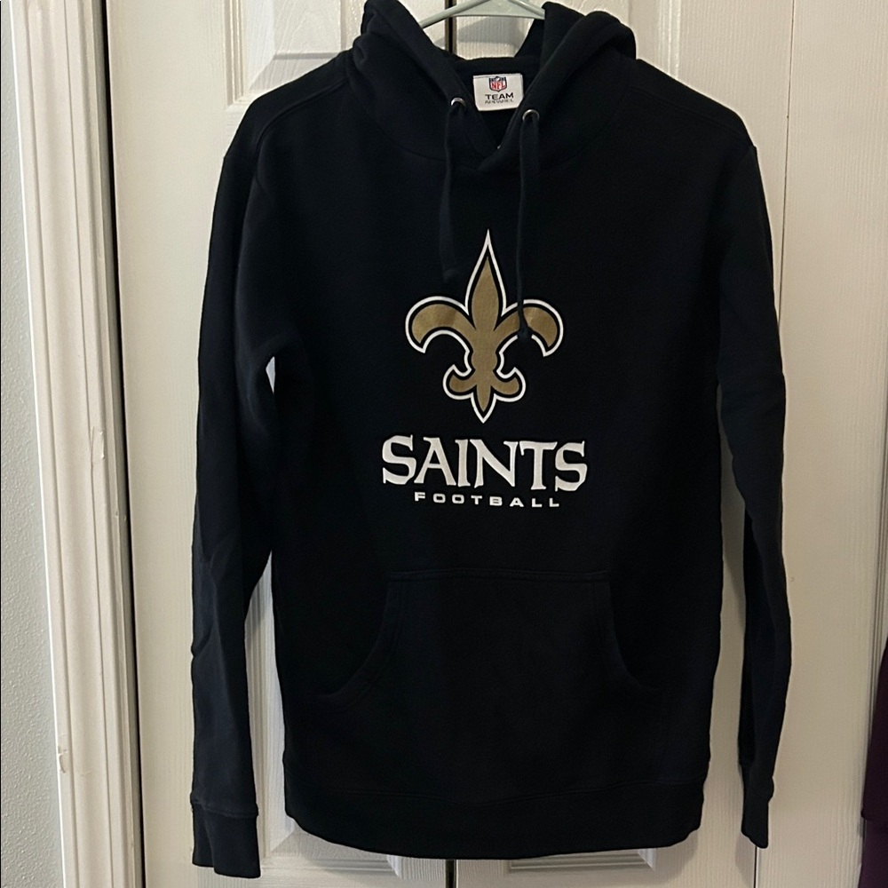 NFL Black Hoodie with Gold Fleur-de-Lis and White Lettering